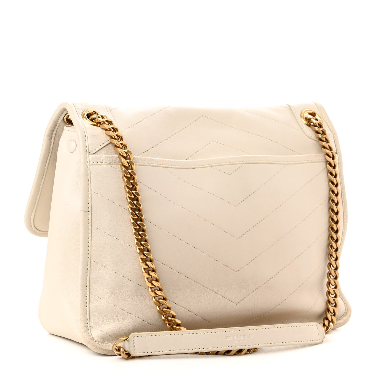 Lambskin Matelasse Monogram Medium Niki Chain Satchel Nude Powder