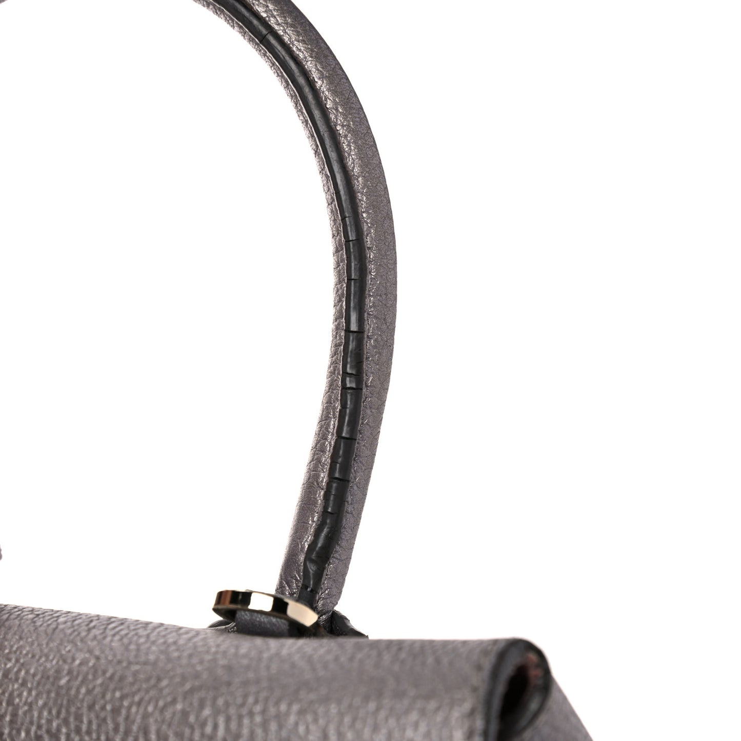 Metallic Grained Calfskin Mini Milla Tote Spike Silver