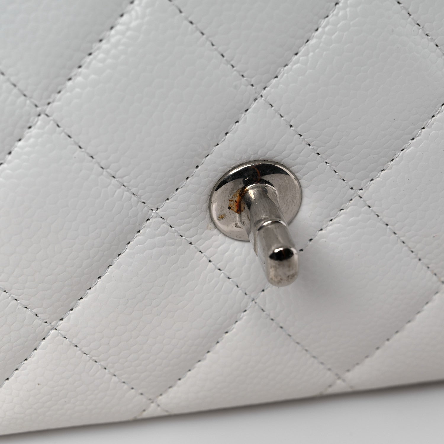 Chanel Caviar Quilted Maxi Double Flap White 12 of 15