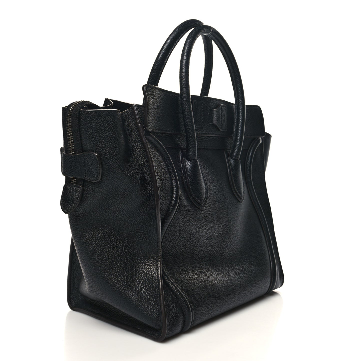 Drummed Calfskin Mini Luggage Black