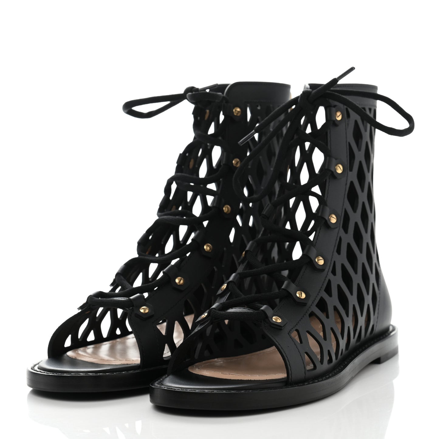 Calfskin D-Trap Sandals 37 Black