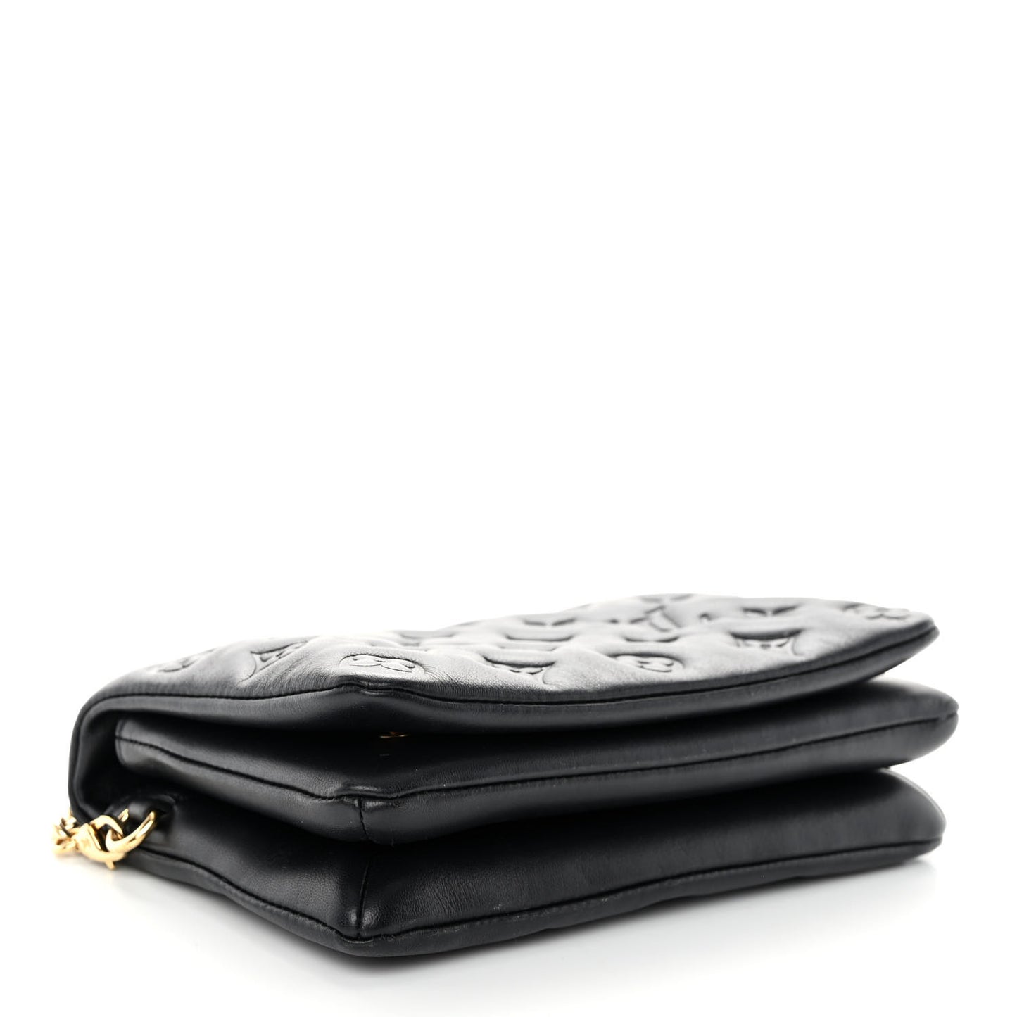 Lambskin Embossed Monogram Pochette Coussin Black