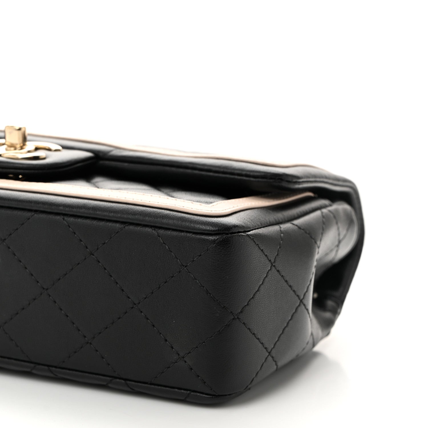 Chanel Lambskin Quilted Bicolor Flap Black Beige 10 of 10