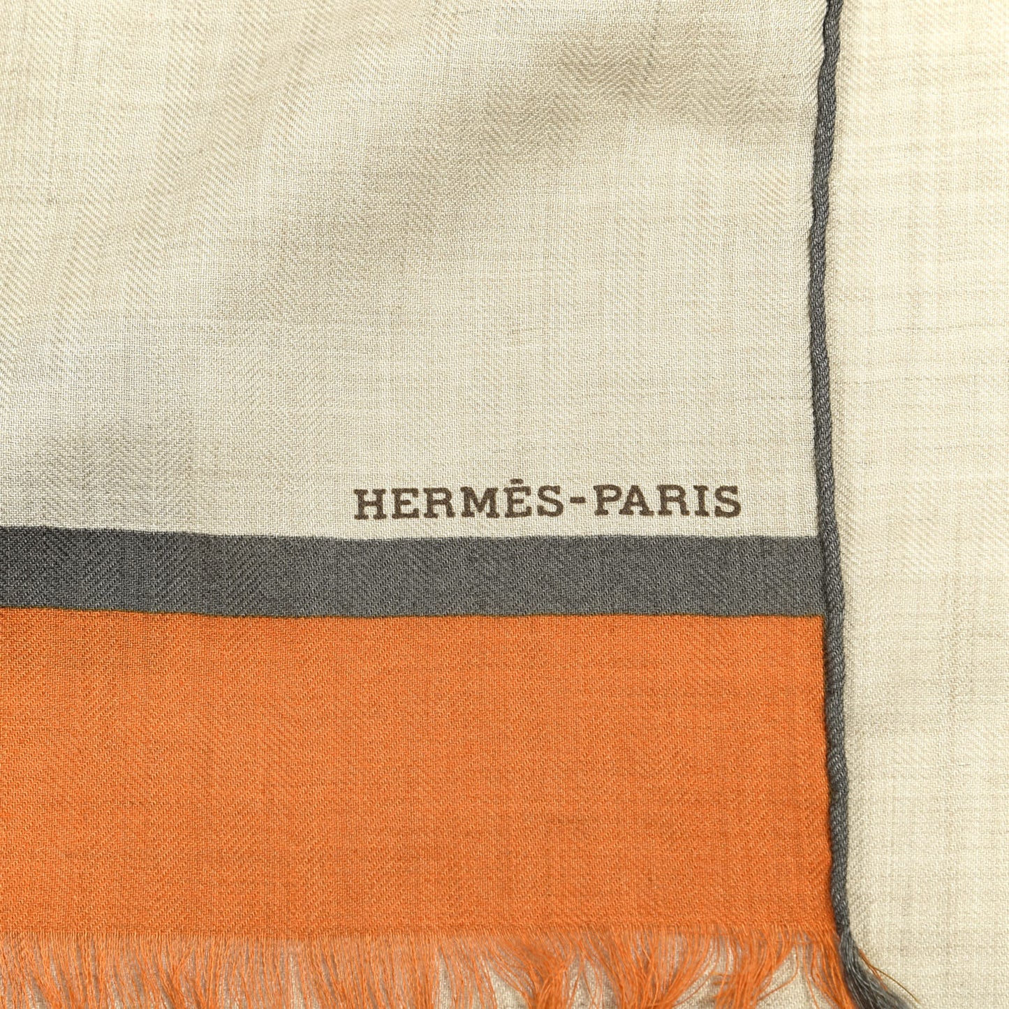 Cashmere Silk H Passant Stole 140 Orange Naturel Vert De Gris
