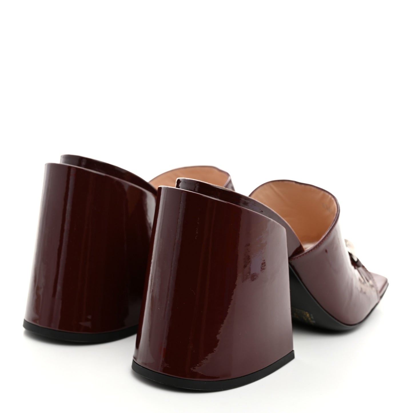 Patent Lexi Horsebit High-Heel Slide Sandals 39 Bordeaux