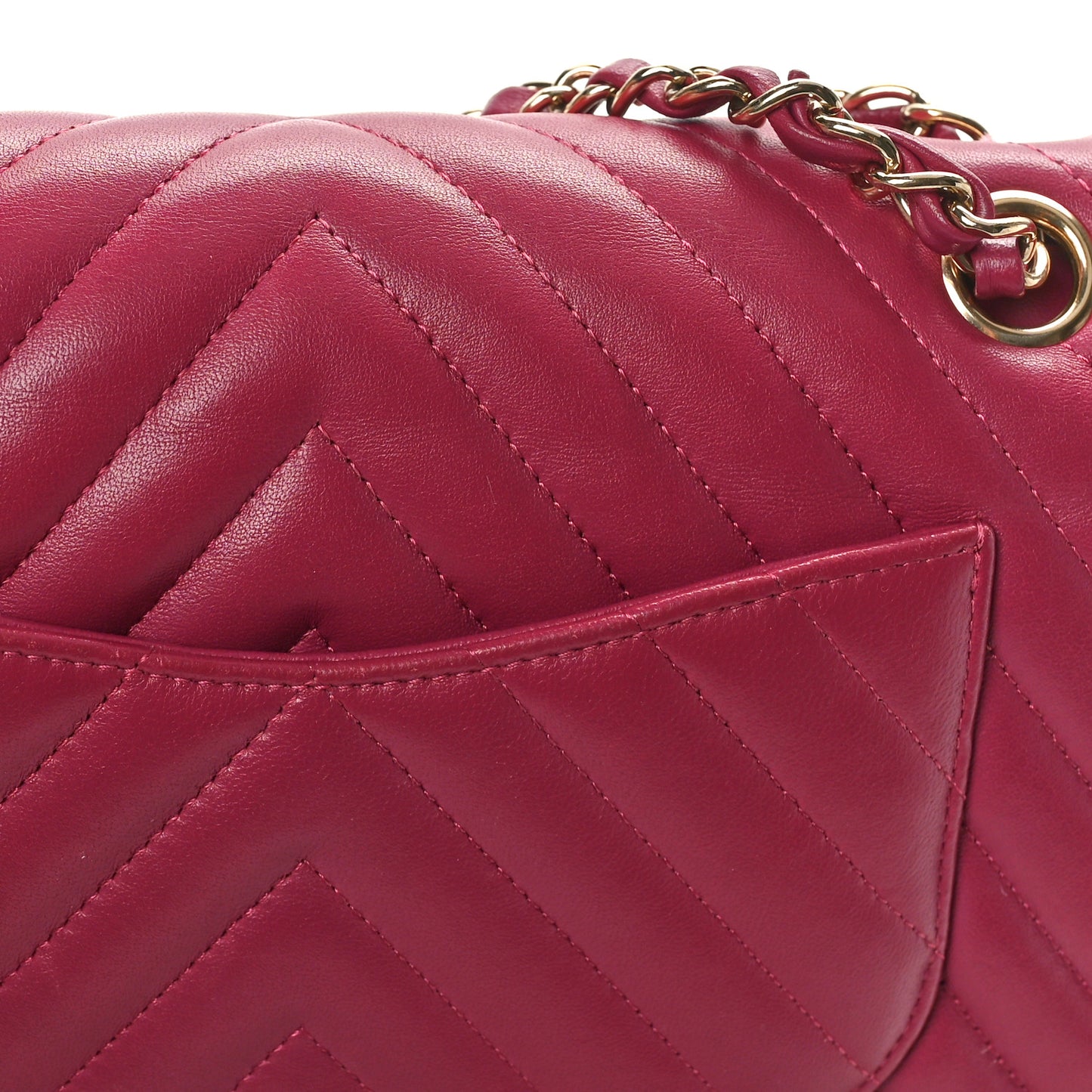 Lambskin Chevron Quilted Medium Double Flap Pink