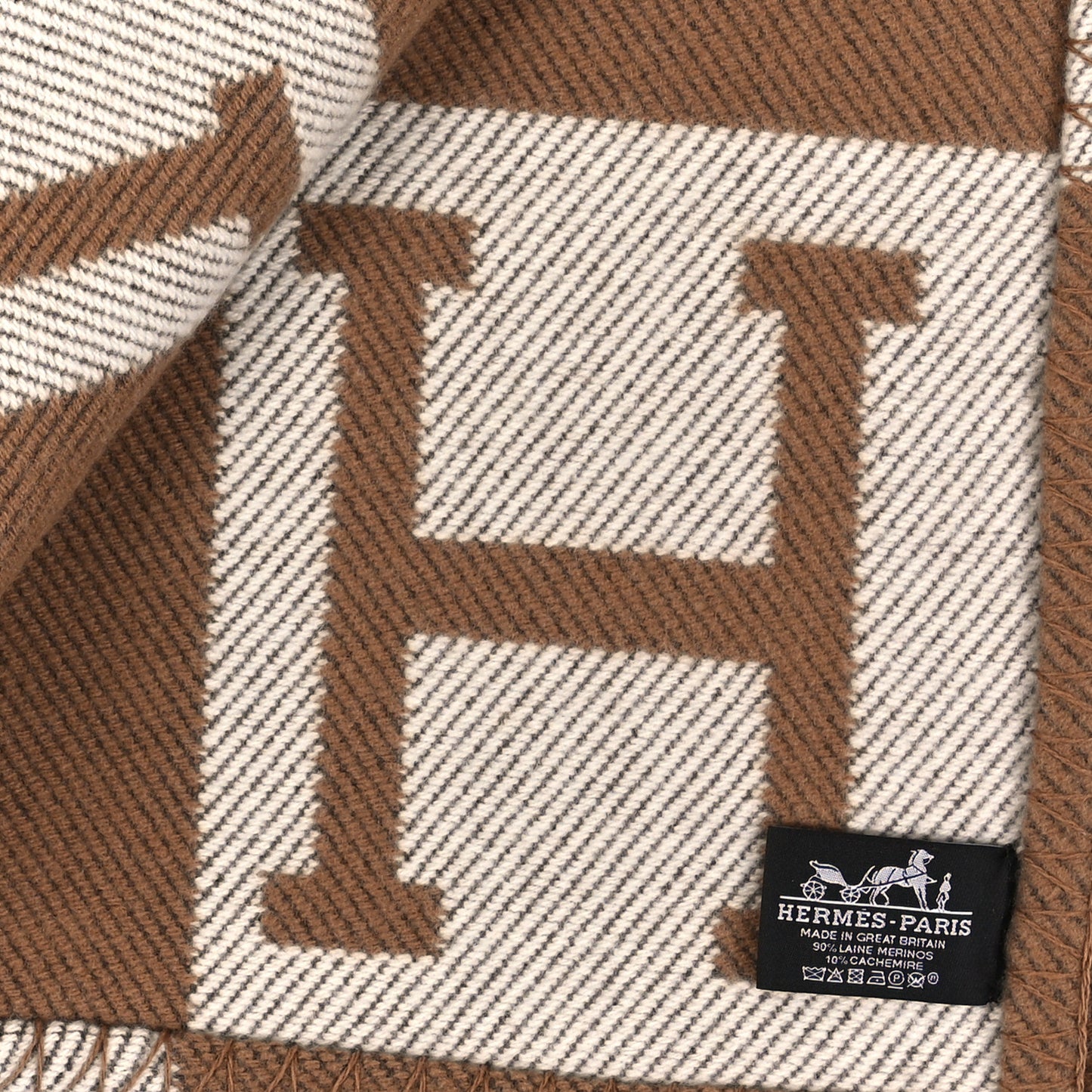 Wool Cashmere Avalon Blanket Ecru Camel