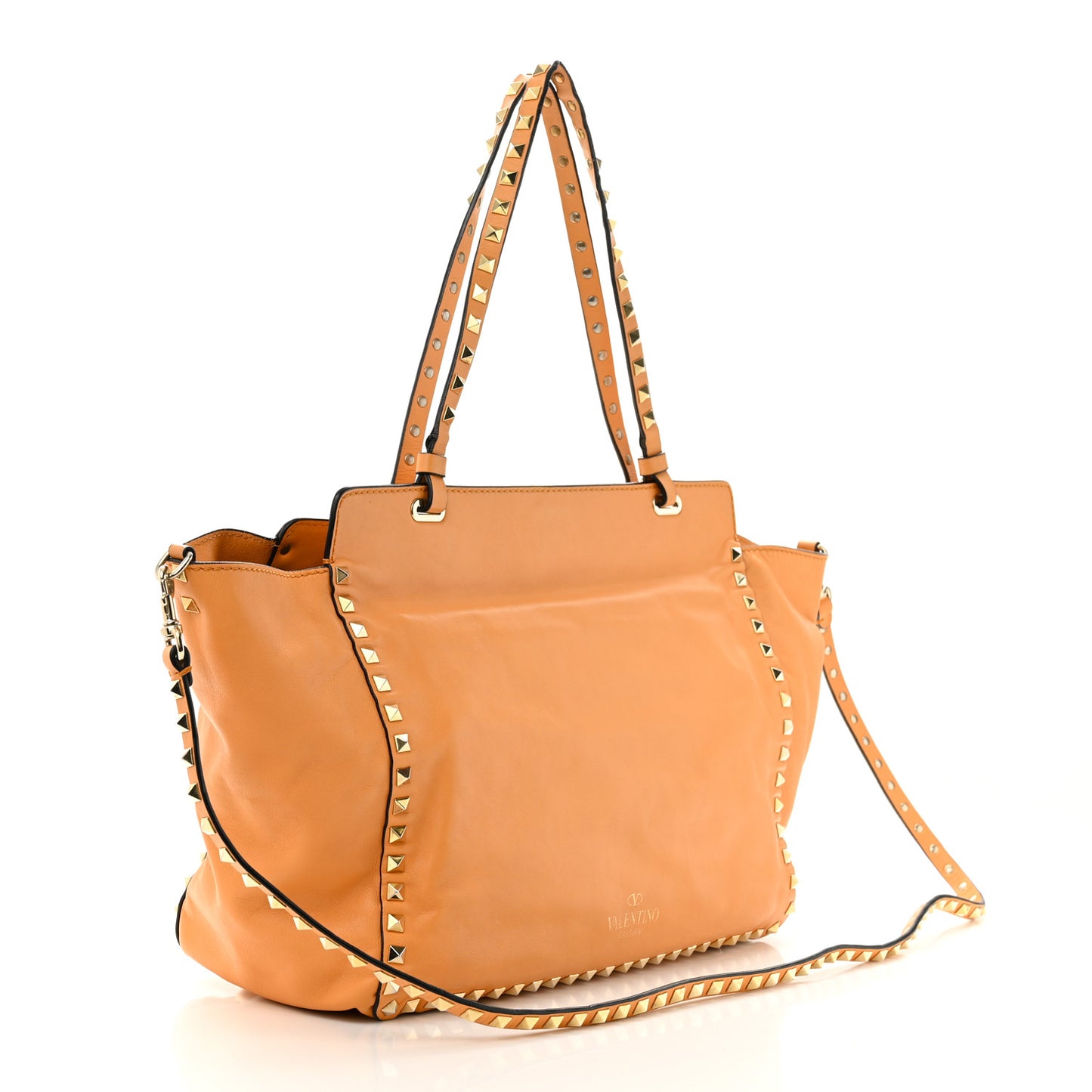 Vitello Medium Rockstud Tote Orange Fluo