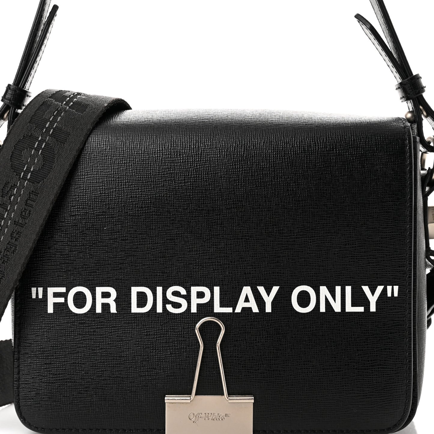 Saffiano For Display Only Binder Clip Shoulder Bag Black