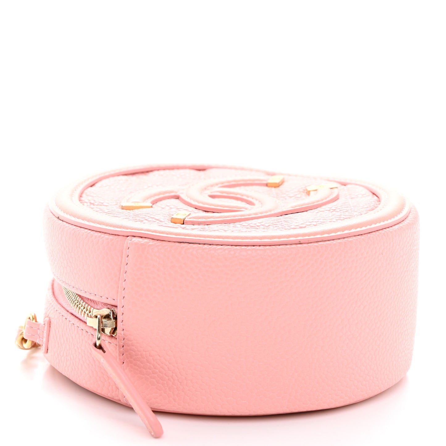 Caviar Quilted Round Filigree Crossbody Pink