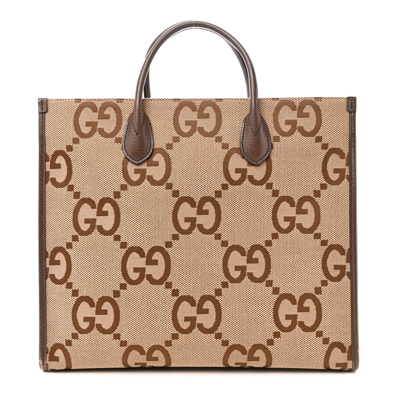 Gucci Monogram Jumbo GG Textured Dollar Calfskin Web Tote Bag