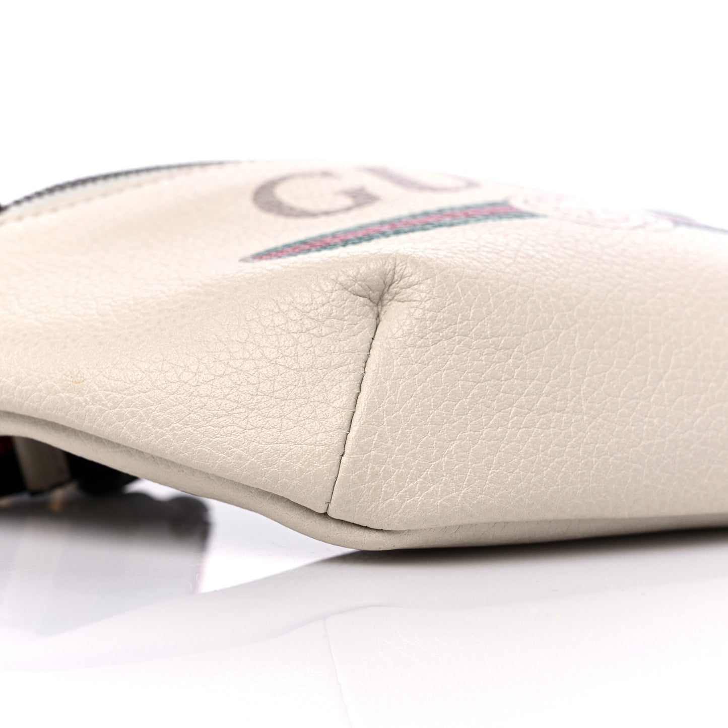 Grained Calfskin Small Logo Belt Bag White