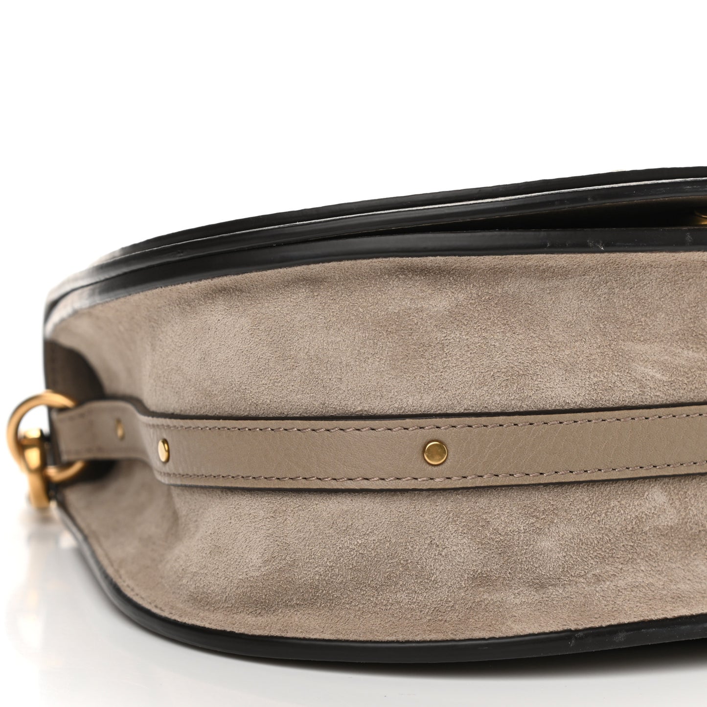 Calfskin Suede Medium Nile Bracelet Bag Motty Grey
