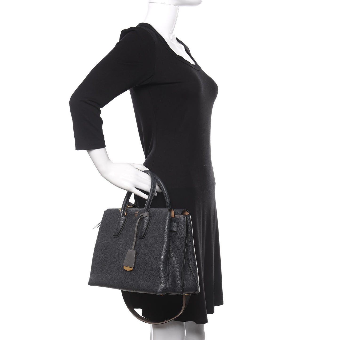 Grained Calfskin Medium Milla Tote Phantom Grey