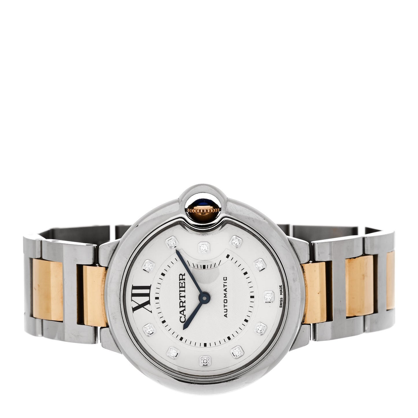 Stainless Steel 18K Pink Gold Diamond 36mm Ballon Bleu De Cartier Automatic Watch