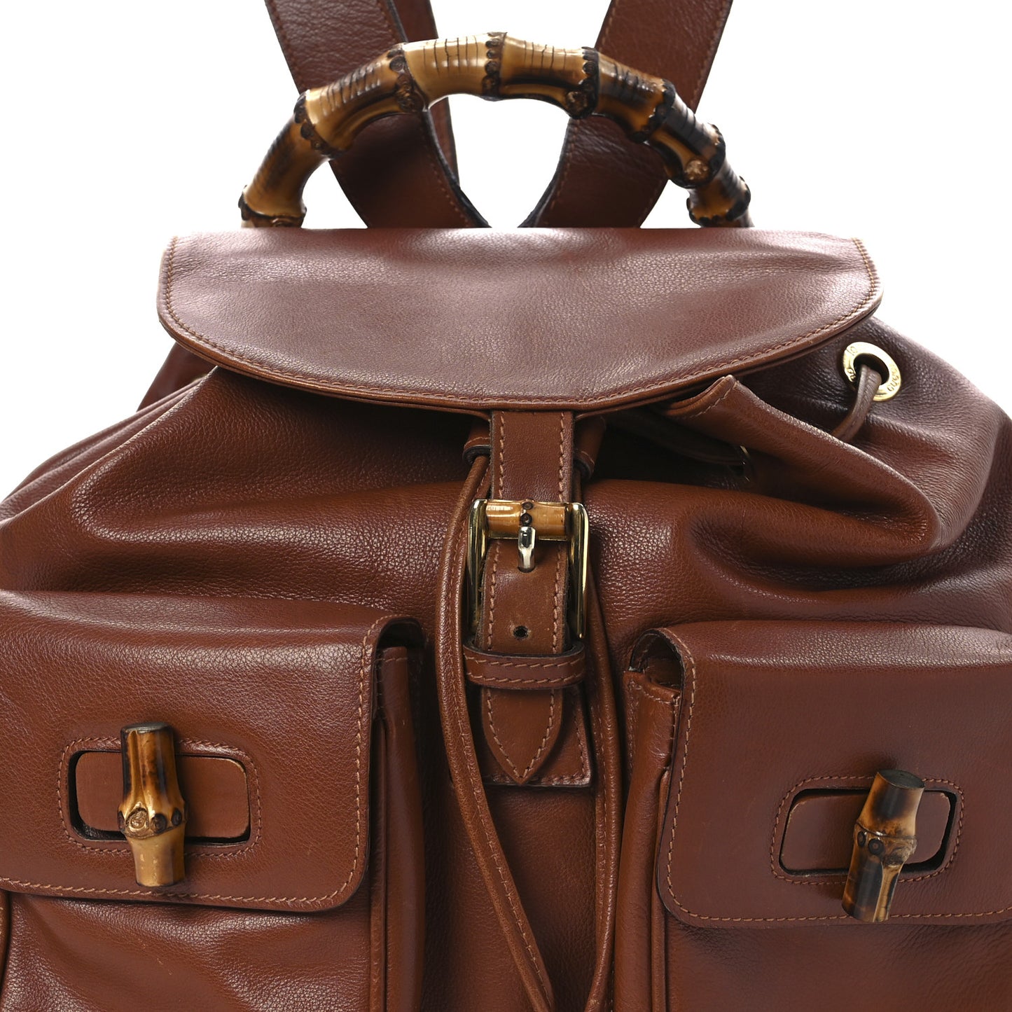 Calfskin Bamboo Backpack Brown