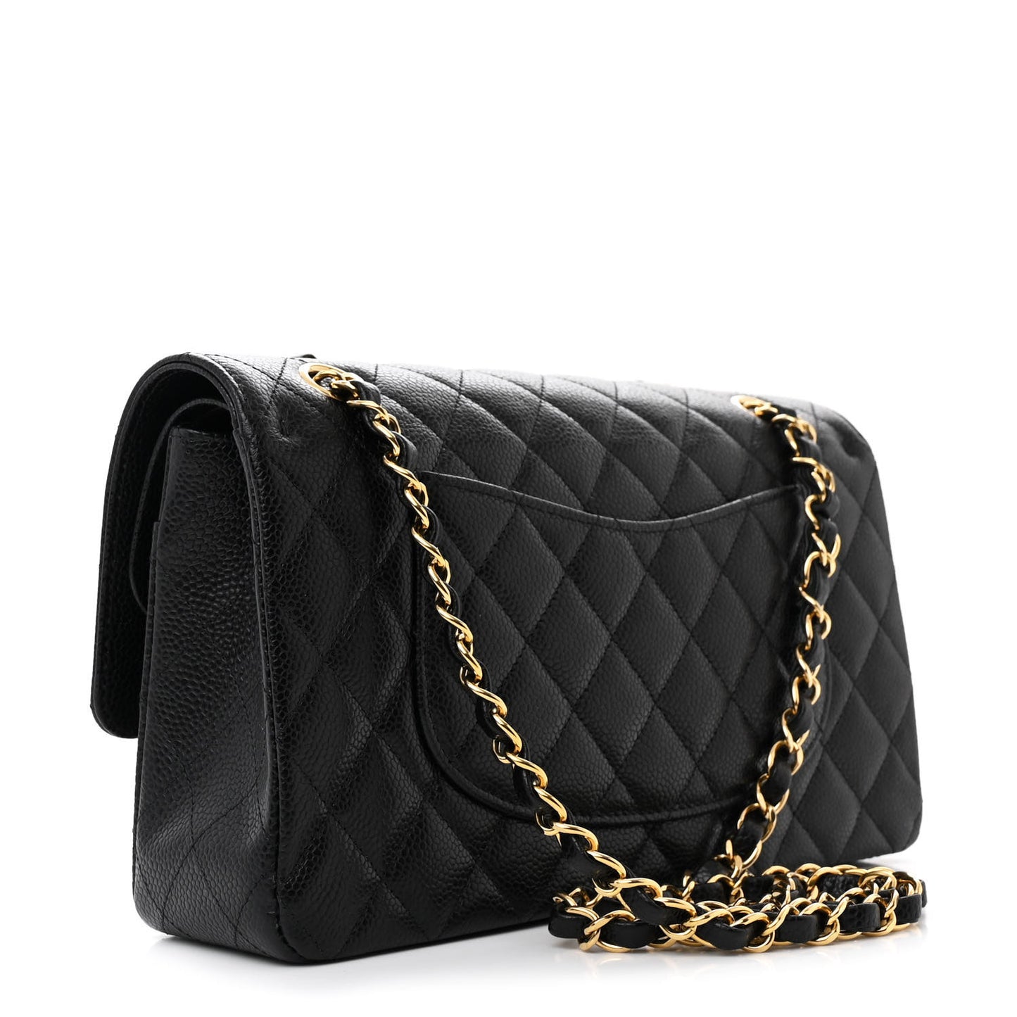 Caviar Quilted Medium Double Flap Black