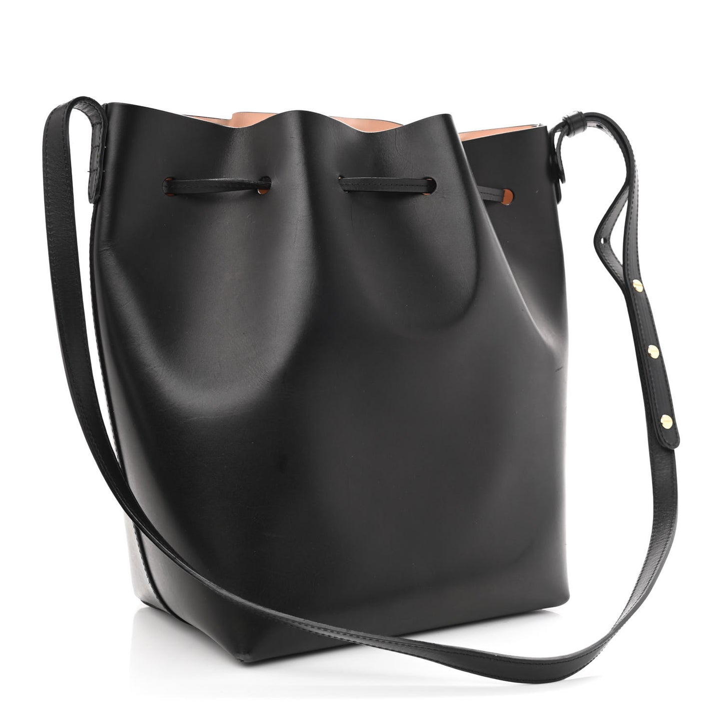 Vegetable Tanned Calfskin Bucket Bag Black Ballerina