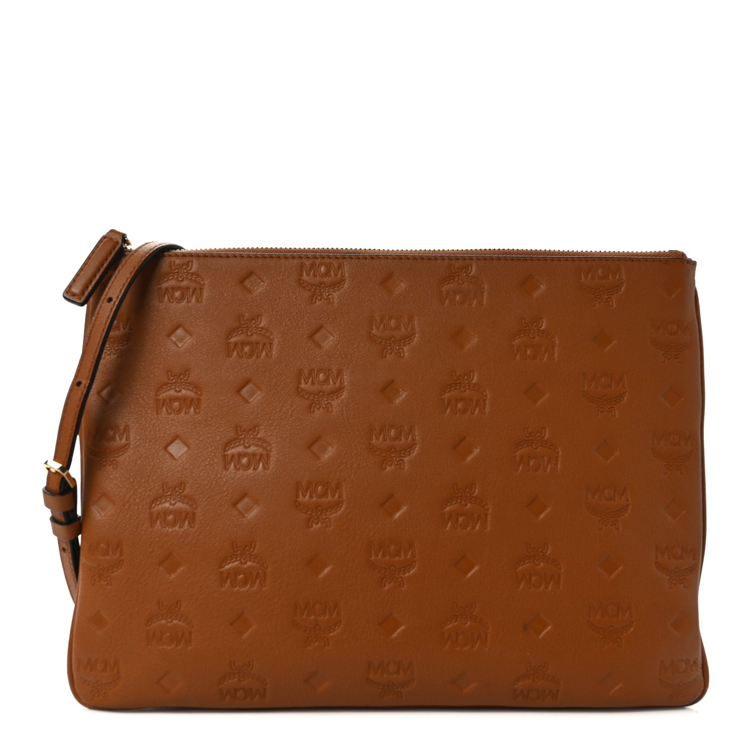 MCM Calfskin Ottomar Crossbody Pouch Cognac 1 of 10