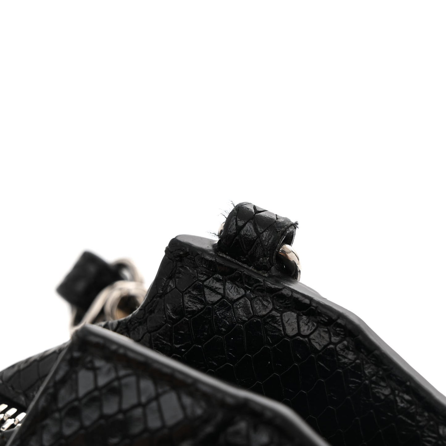 Grained Calfskin Snake Effect Silver Hardware Neo Classic Mini City Black