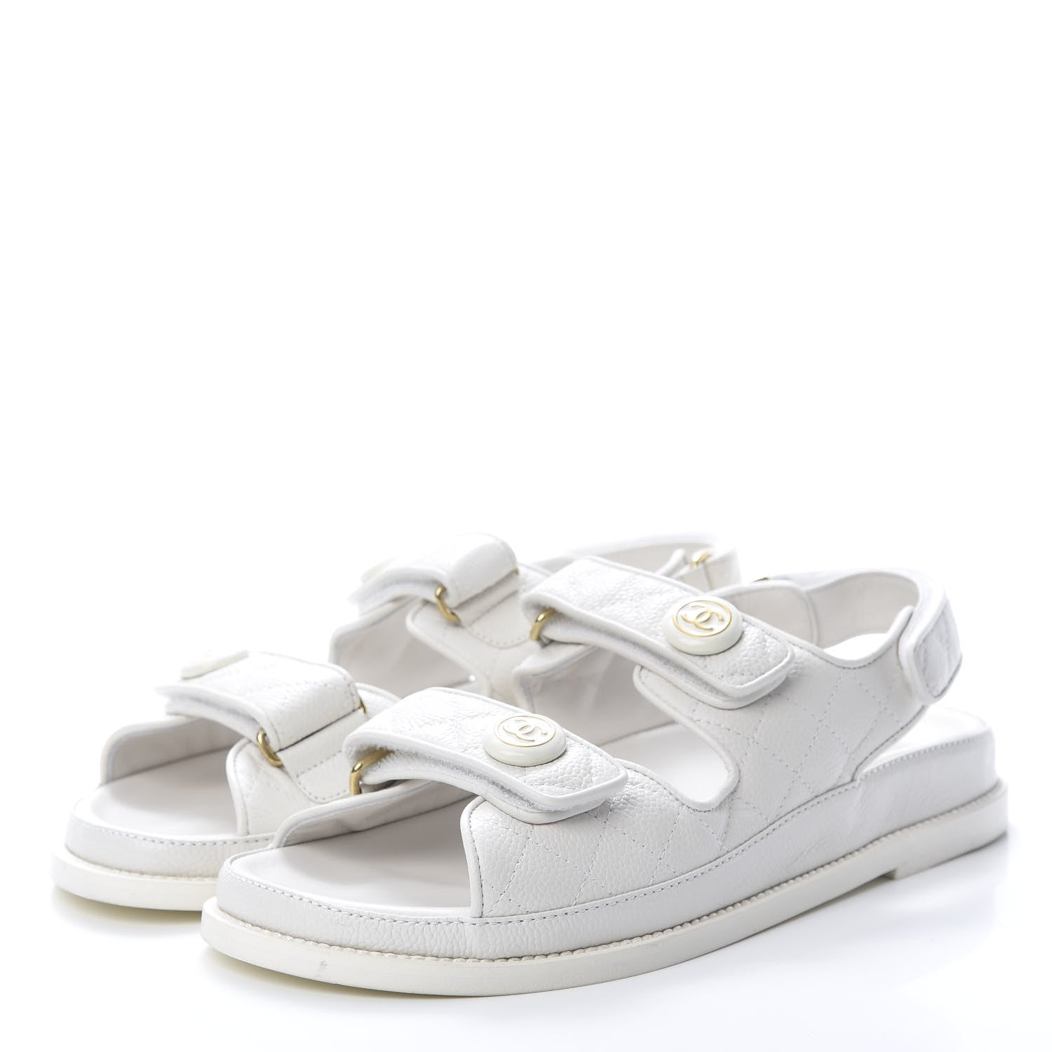 Chanel Grained Calfskin Velcro Dad Sandals 40 White 3 of 9