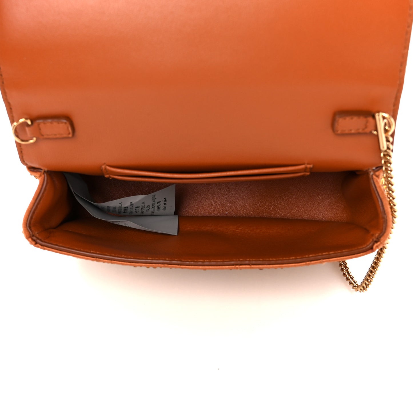 Satin Crystal Virtus Chain Clutch Orange