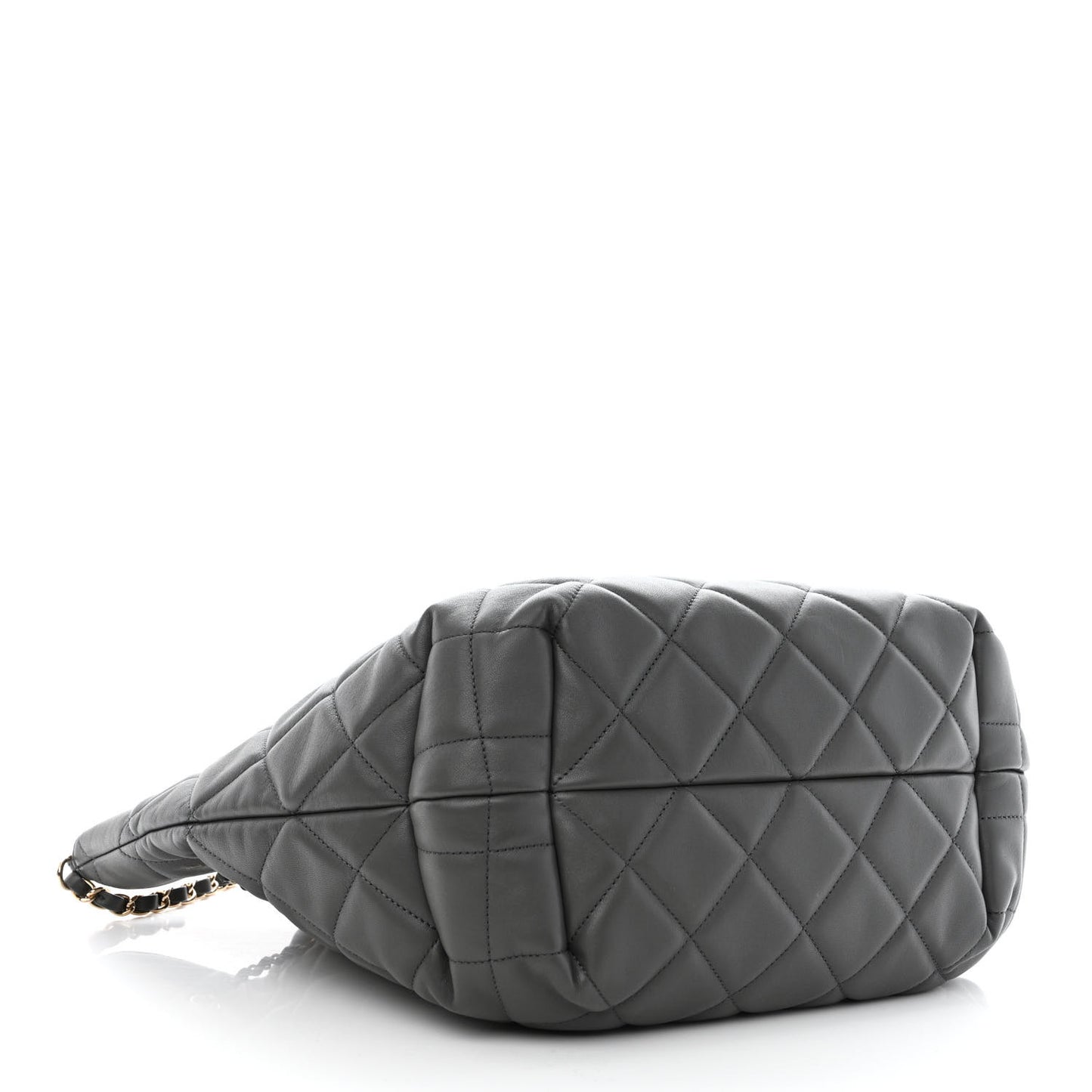 Lambskin Quilted CC Dweller Drawstring Tote Grey