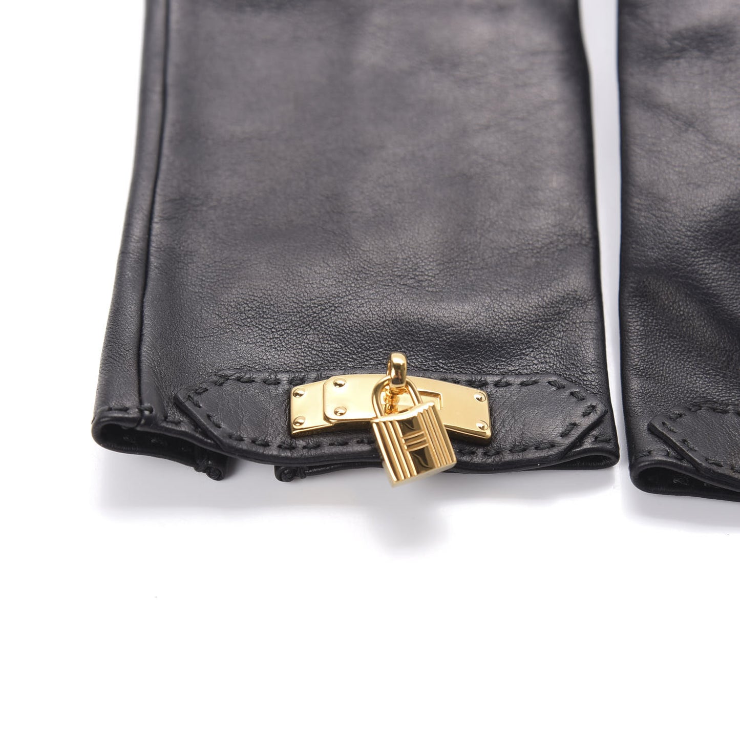 Lambskin Soya Kelly Lock Gloves 6.5 Black
