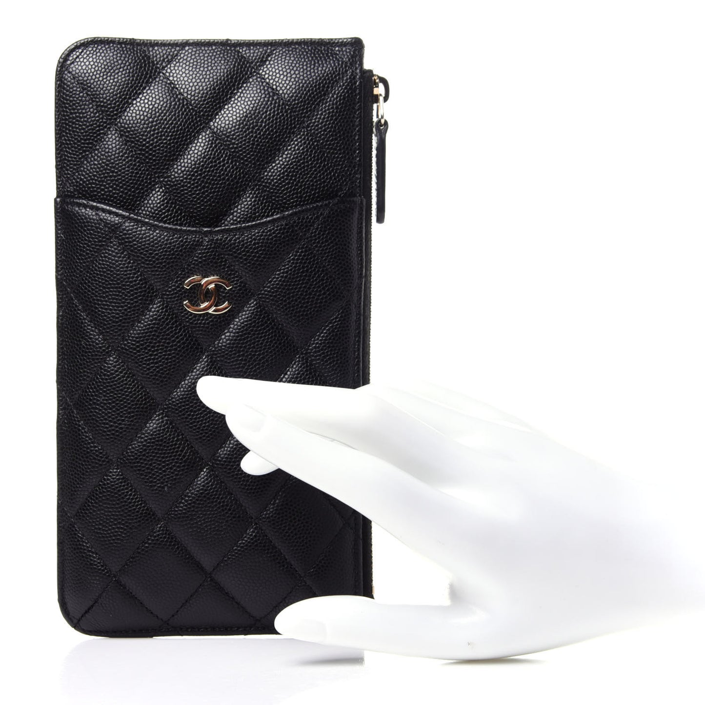 Caviar Quilted Classic Flat Wallet Pouch Black