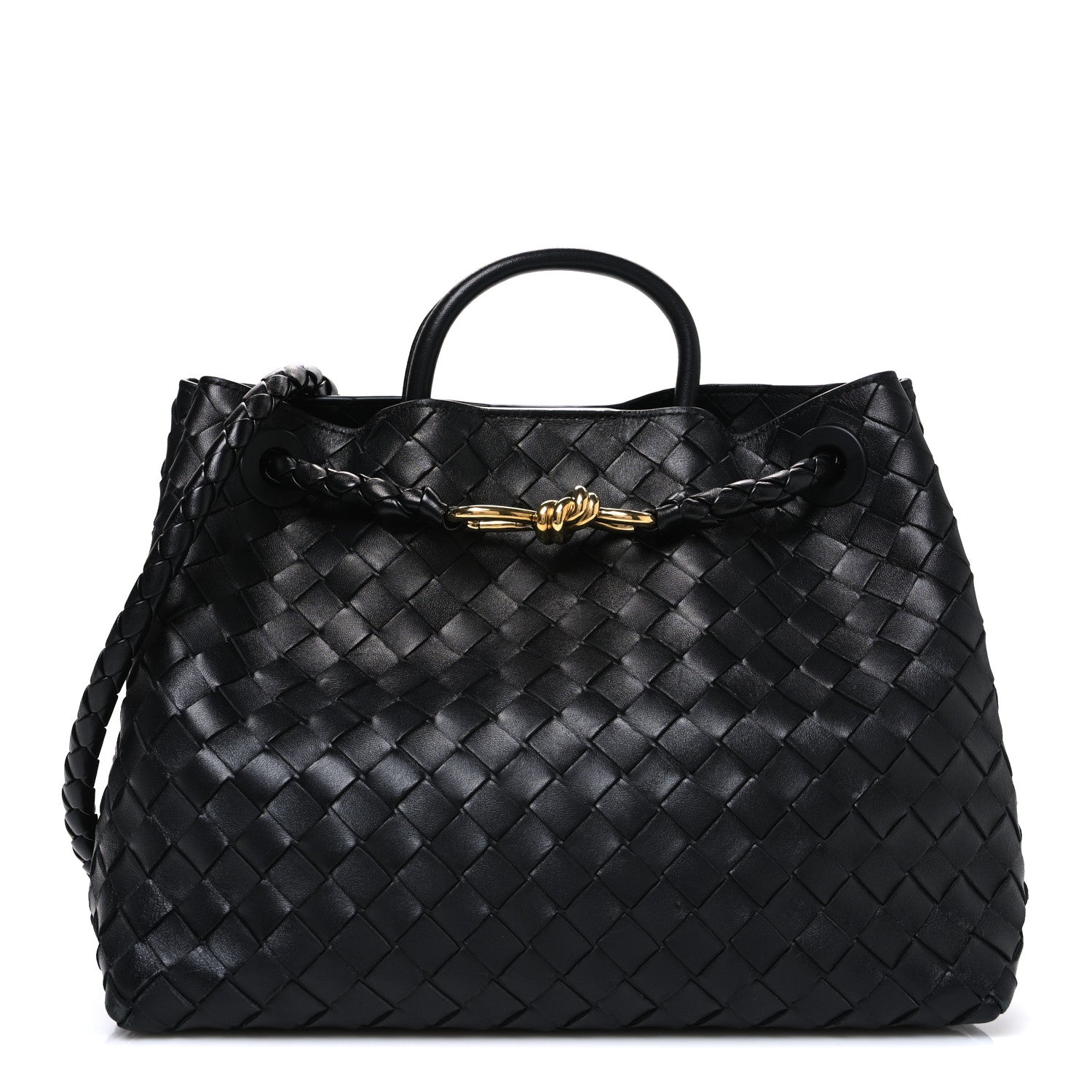 Bottega Veneta Nappa Intrecciato Medium Andiamo Shoulder Bag Black