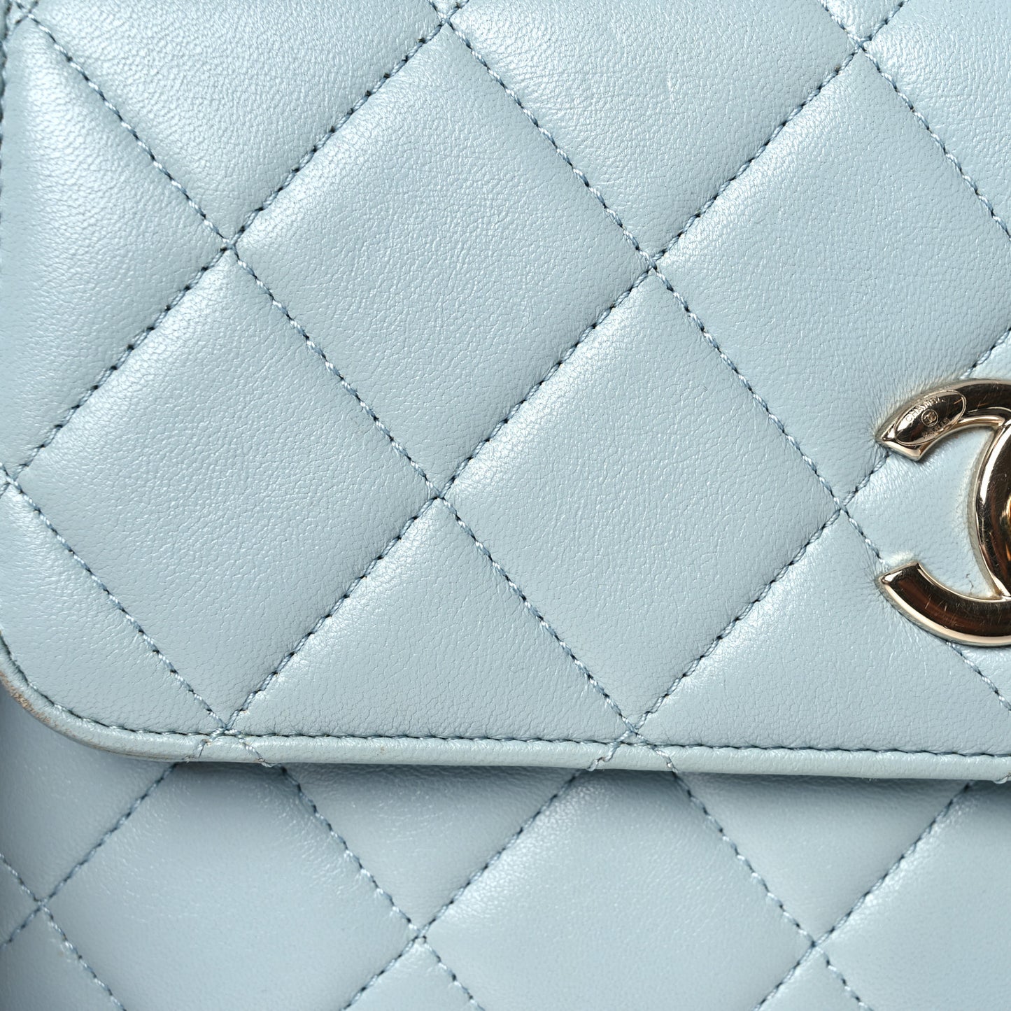 Lambskin Quilted Small Trendy CC Flap Dual Handle Bag Light Blue
