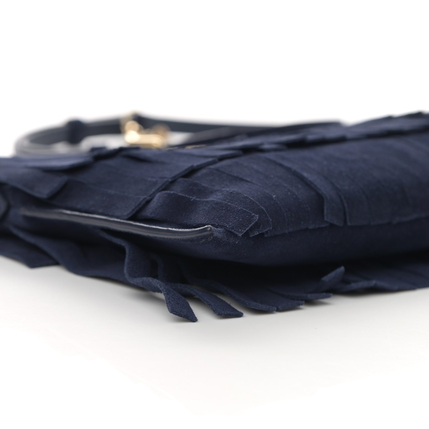 Suede Fringe Peyton Crossbody Clutch Bag Blue