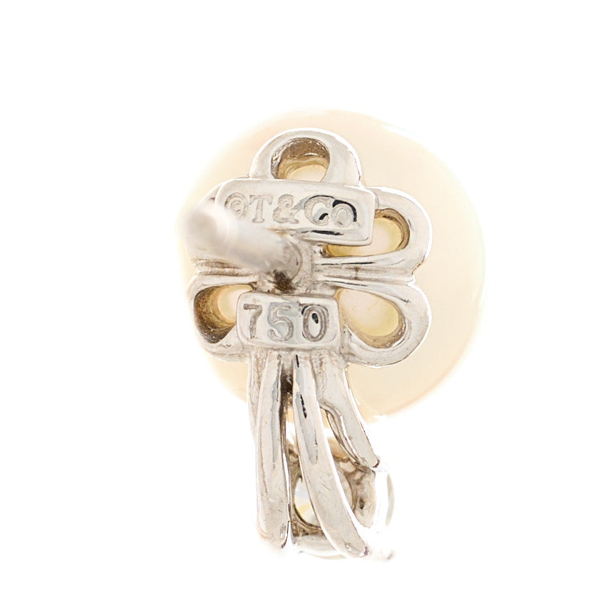 18K White Gold Diamond Akoya Pearl 6.5-7mm Signature Earrings