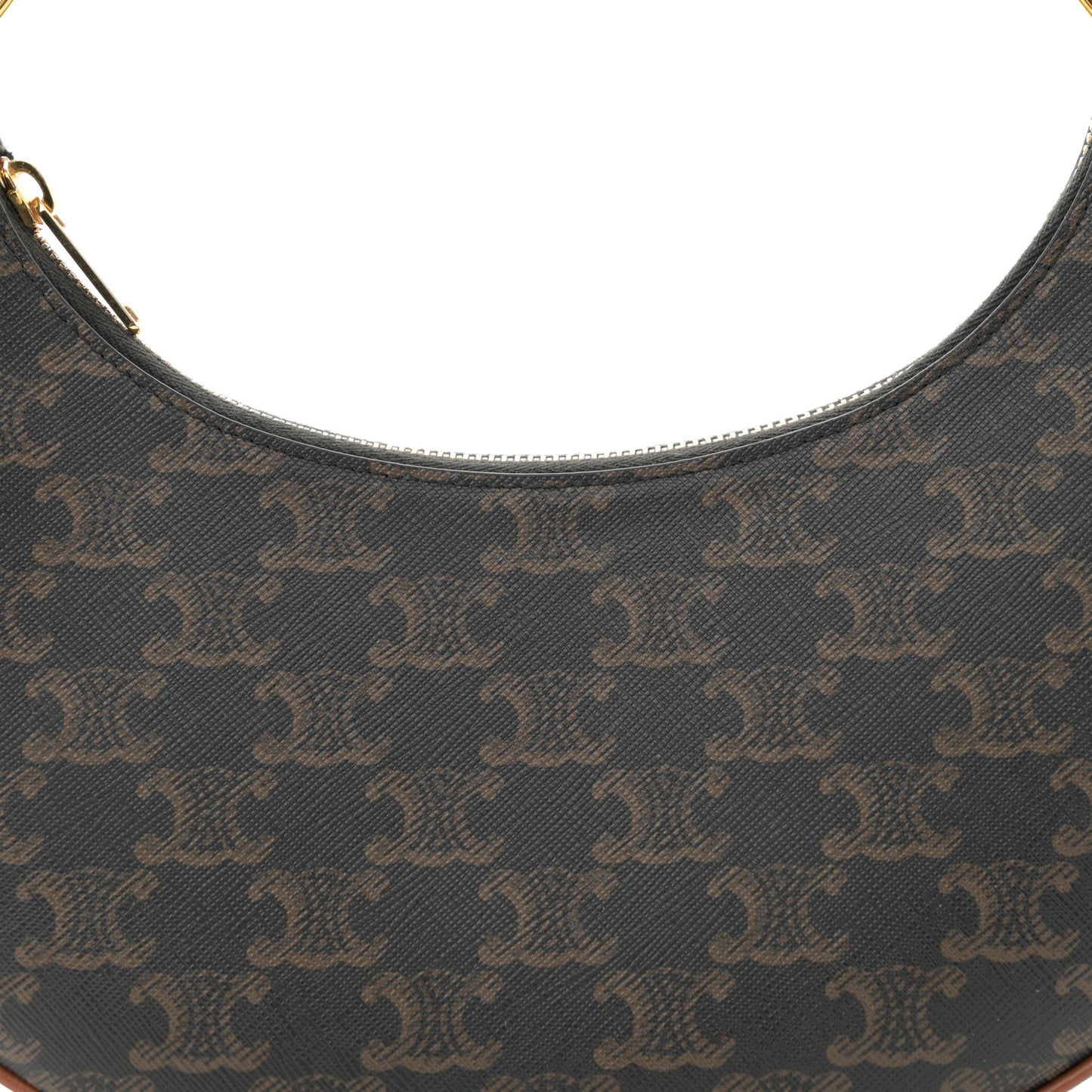 Triomphe Canvas Calfskin Ava Shoulder Bag Tan
