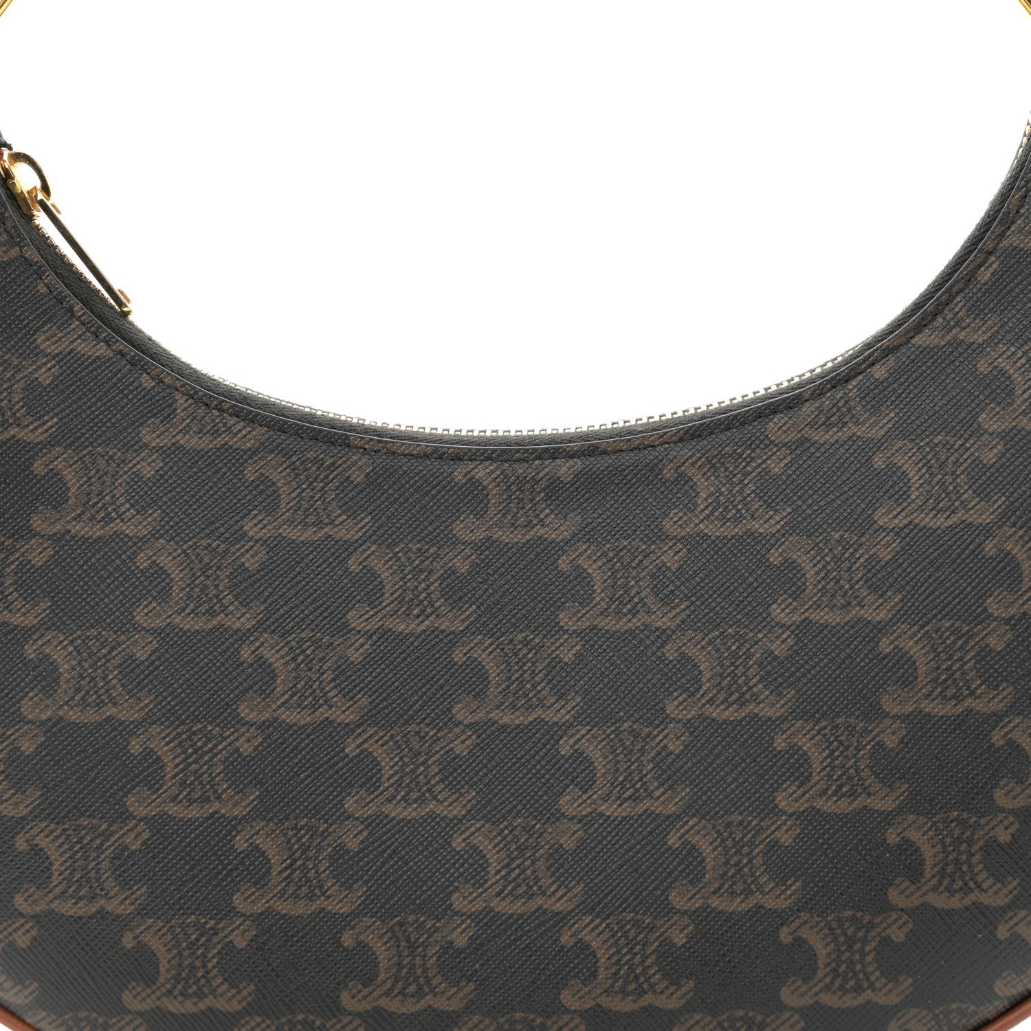 Celine Triomphe Canvas Calfskin Ava Shoulder Bag Tan 8 of 12