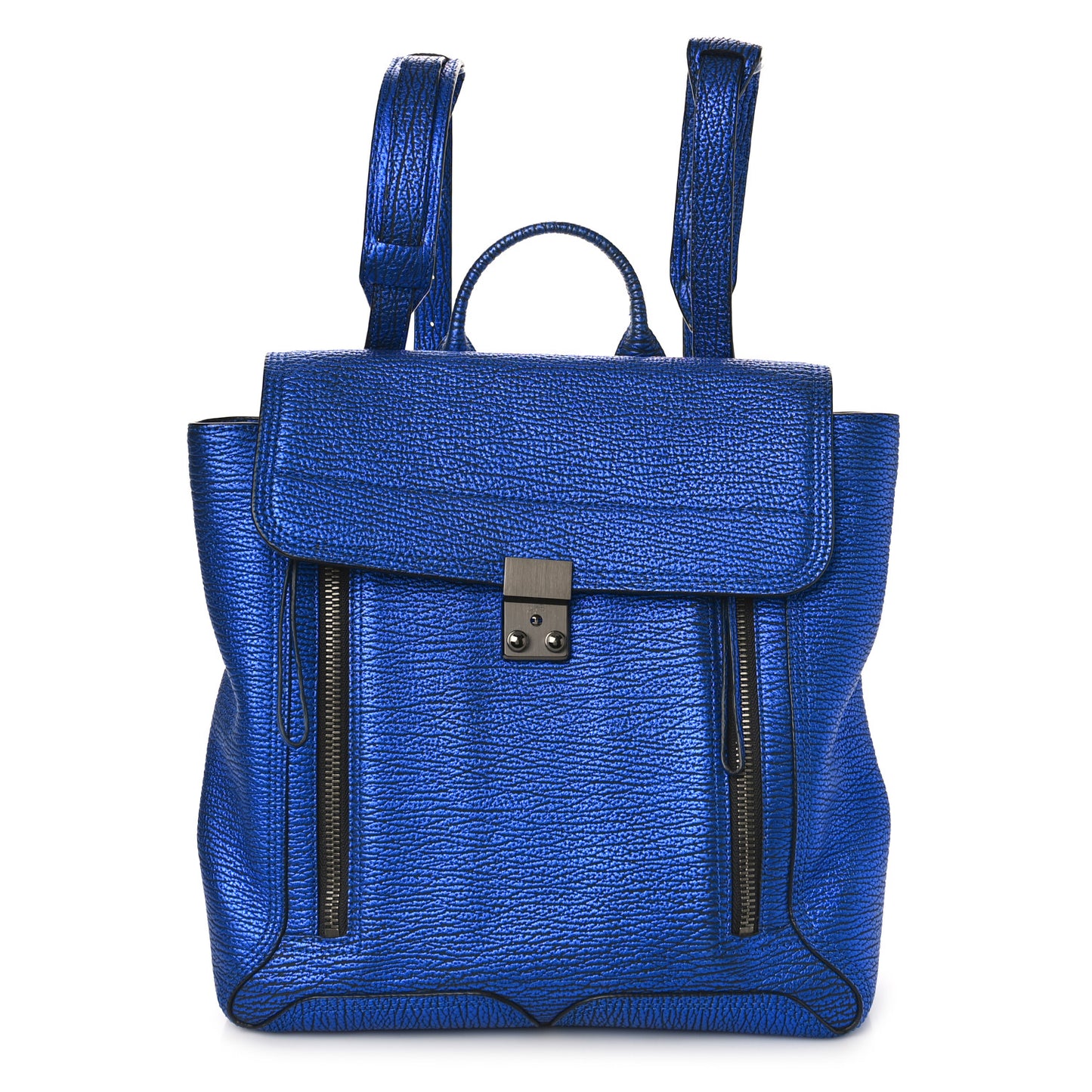 Textured Calfskin Pashli Backpack Electric Blue