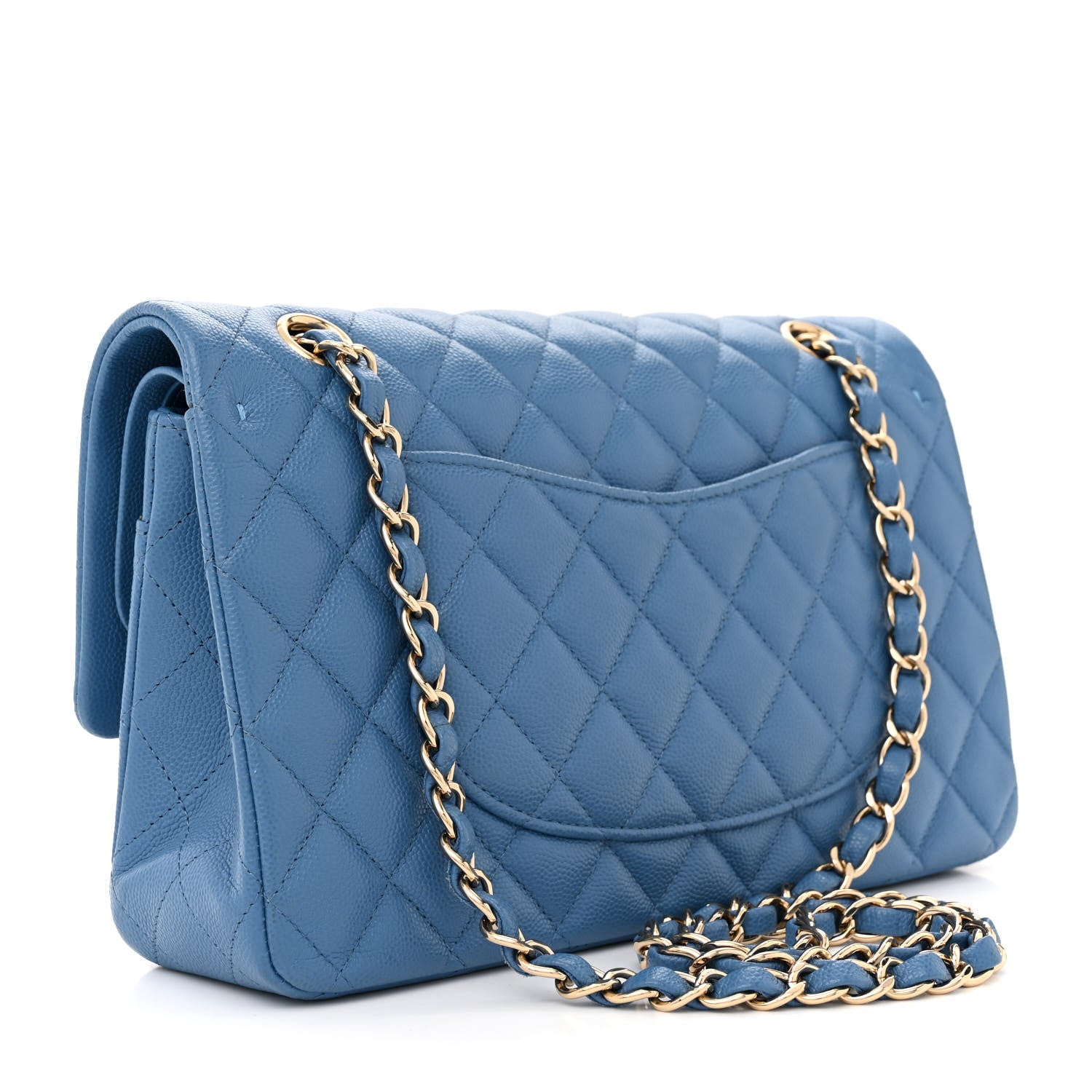 Chanel Caviar Quilted Medium Double Flap Blue 3 of 12