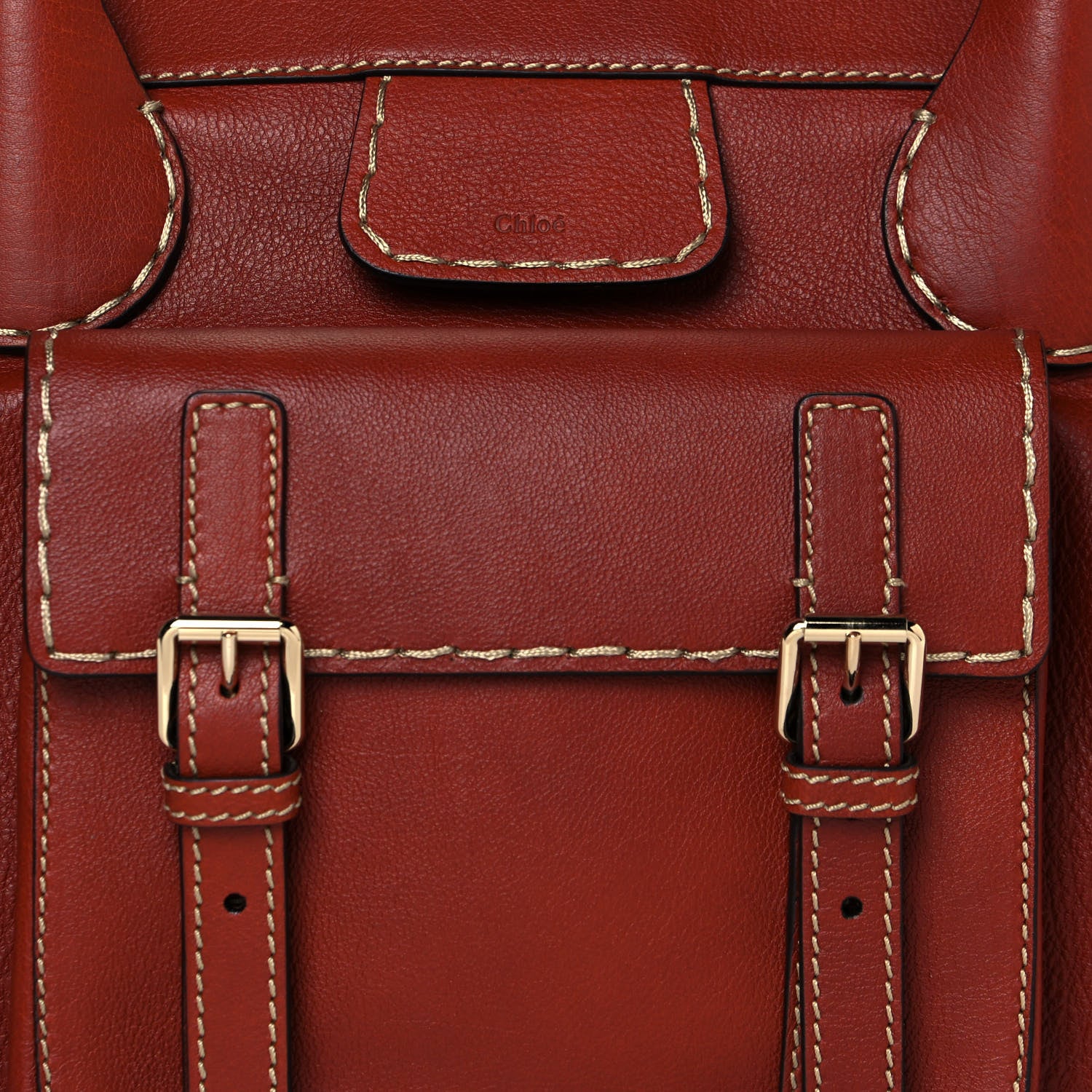 Chloe Buffalo Leather Recycled Cashmere Scallop Patches Large Edith Day Bag Sepia Multicolor 8 of 13