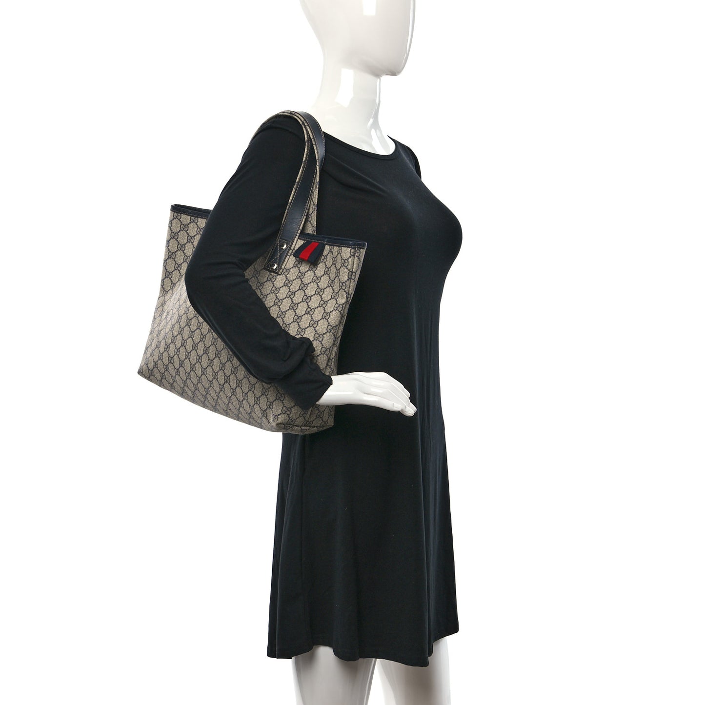 GG Plus Monogram Medium Signature Web Loop Tote Navy