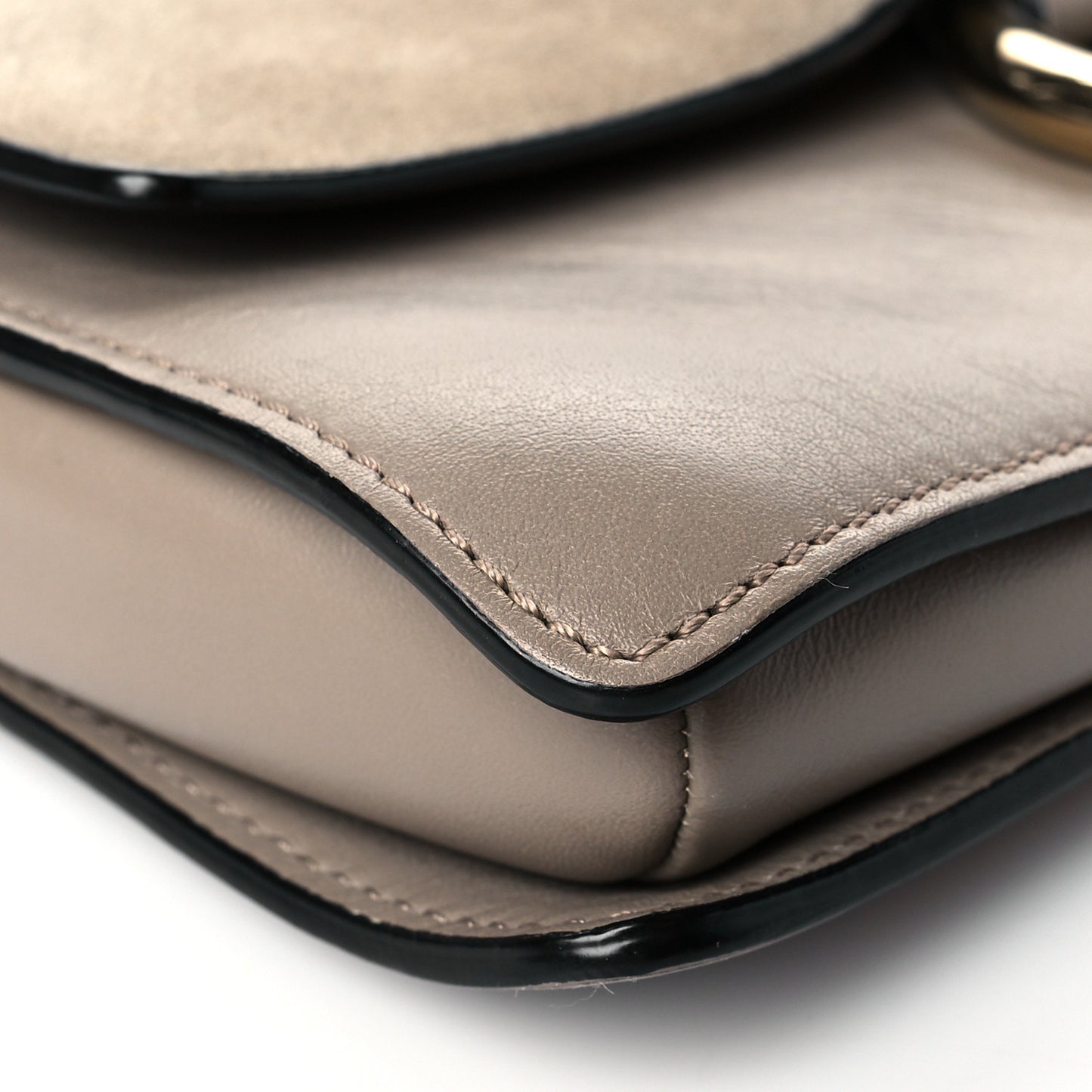 Suede Calfskin Small Faye Shoulder Bag Motty Grey