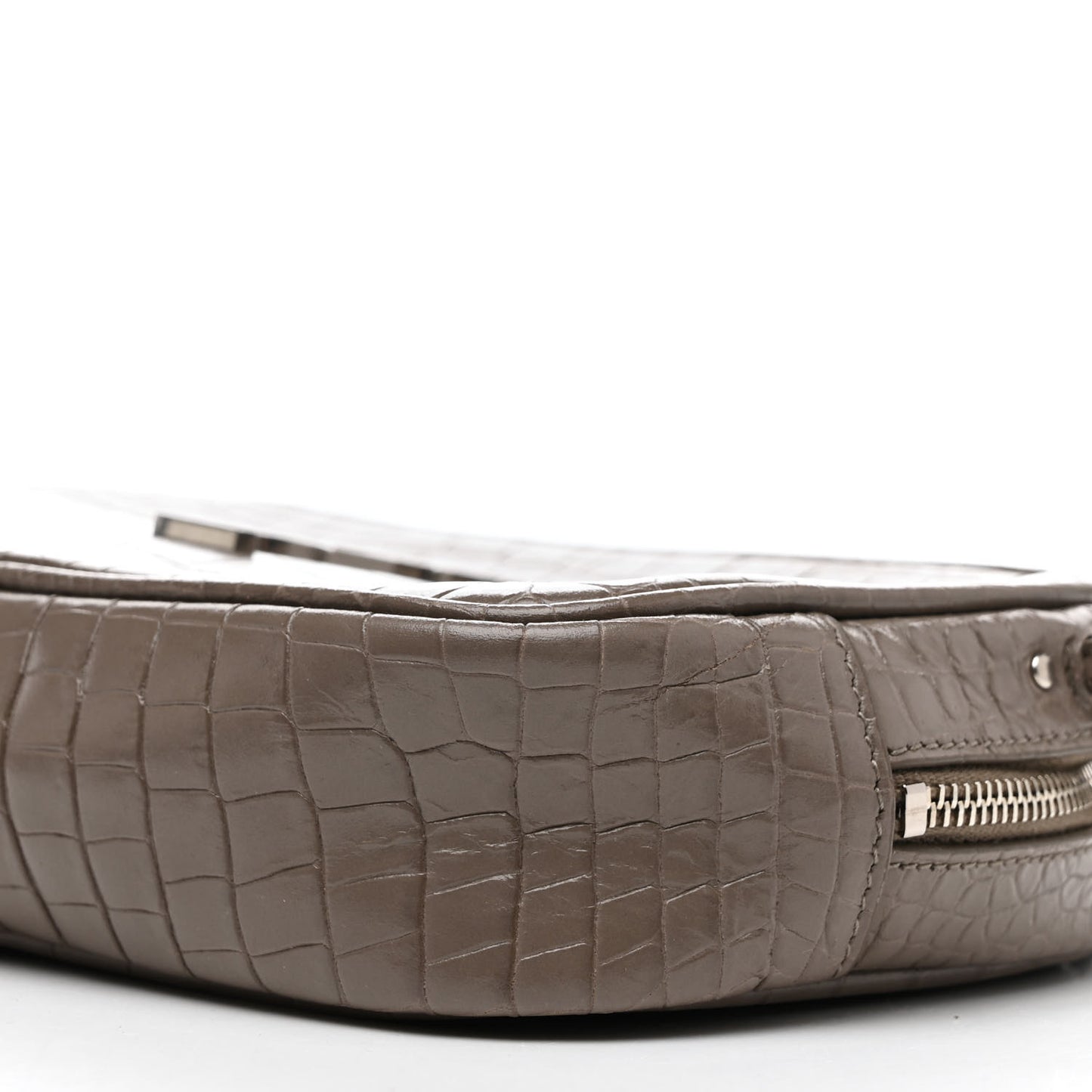 Calfskin Crocodile Embossed Monogram Mini Lou Camera Bag Fog