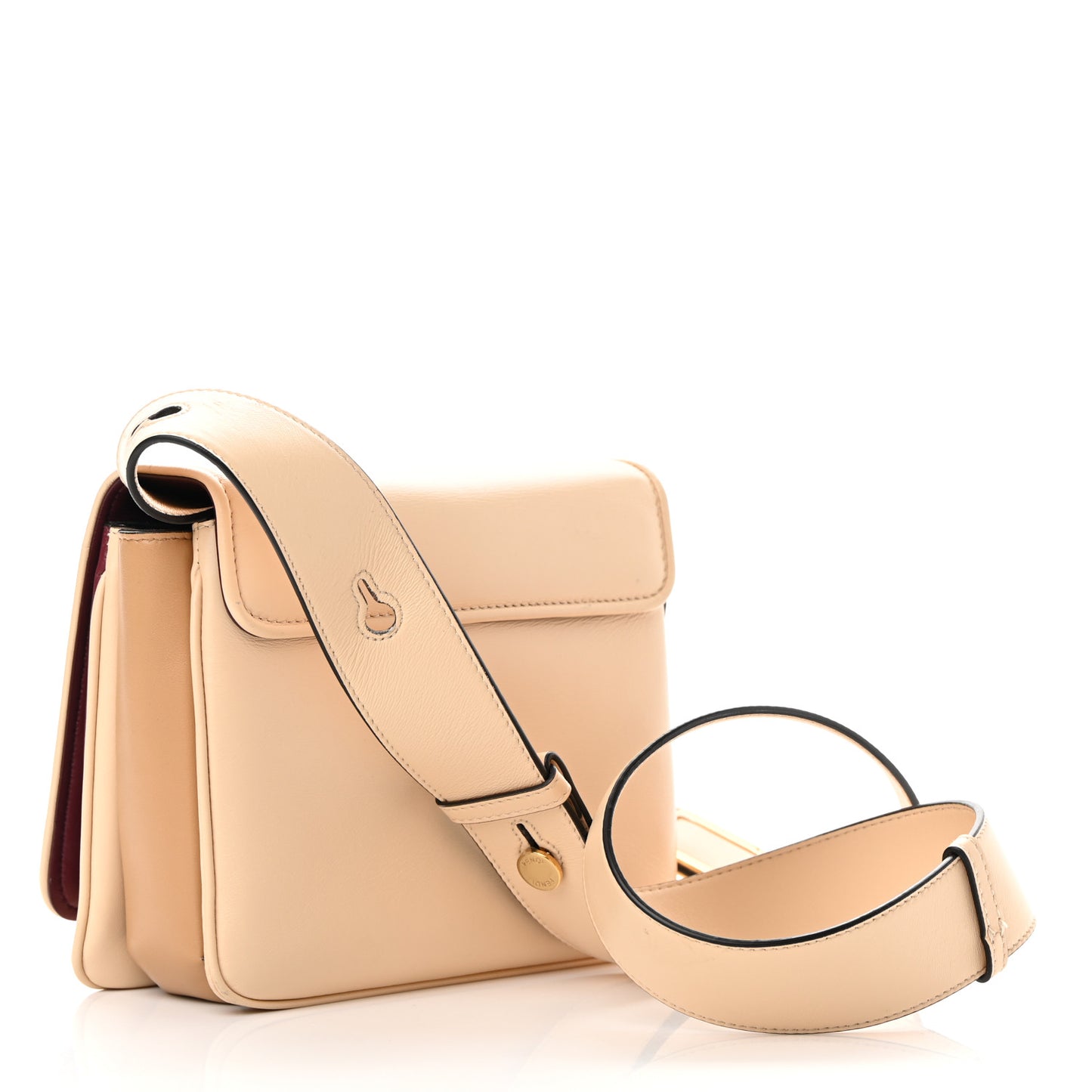 Shiny Nappa Small ID Shoulder Bag Papiro Rosso Scuro Miele Scuro