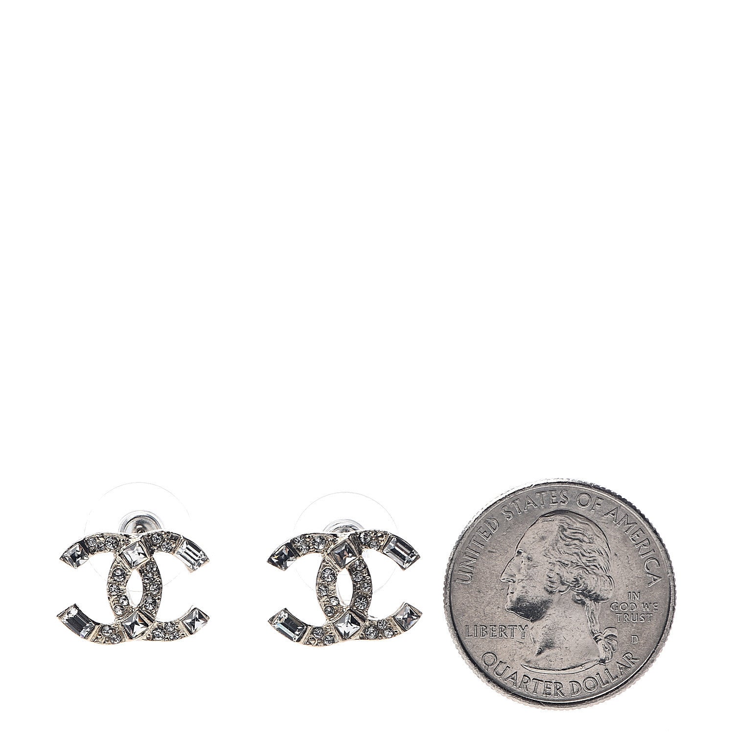 Chanel Crystal Baguette CC Earrings Gold 2 of 5