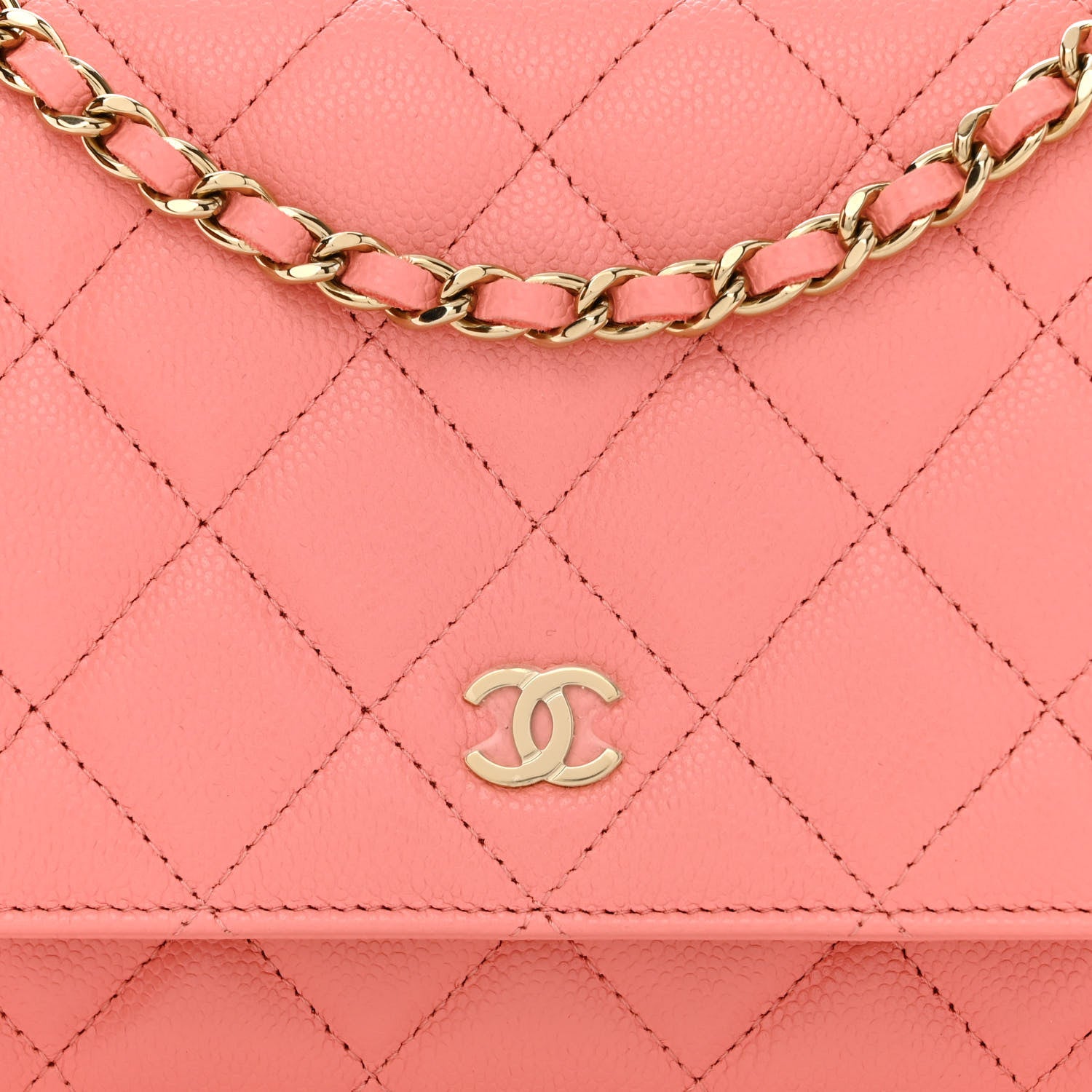 Chanel Caviar Quilted Wallet on Chain WOC Coral Pink 9 of 12