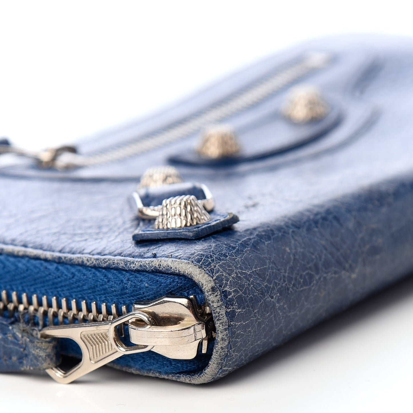 Agneau Giant 12 Silver Hardware Continental Zip Around Wallet Bleu Cobalt