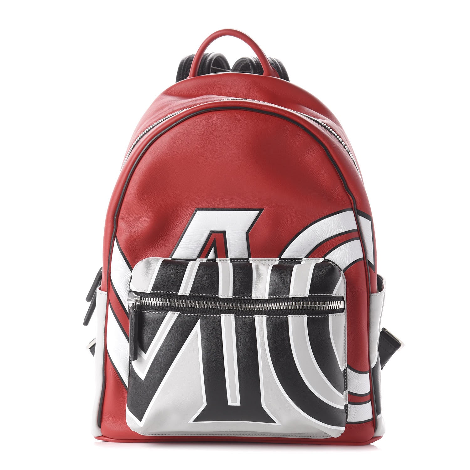 MCM Calfskin Contrast Logo Stark Backpack Ruby Red 1 of 7