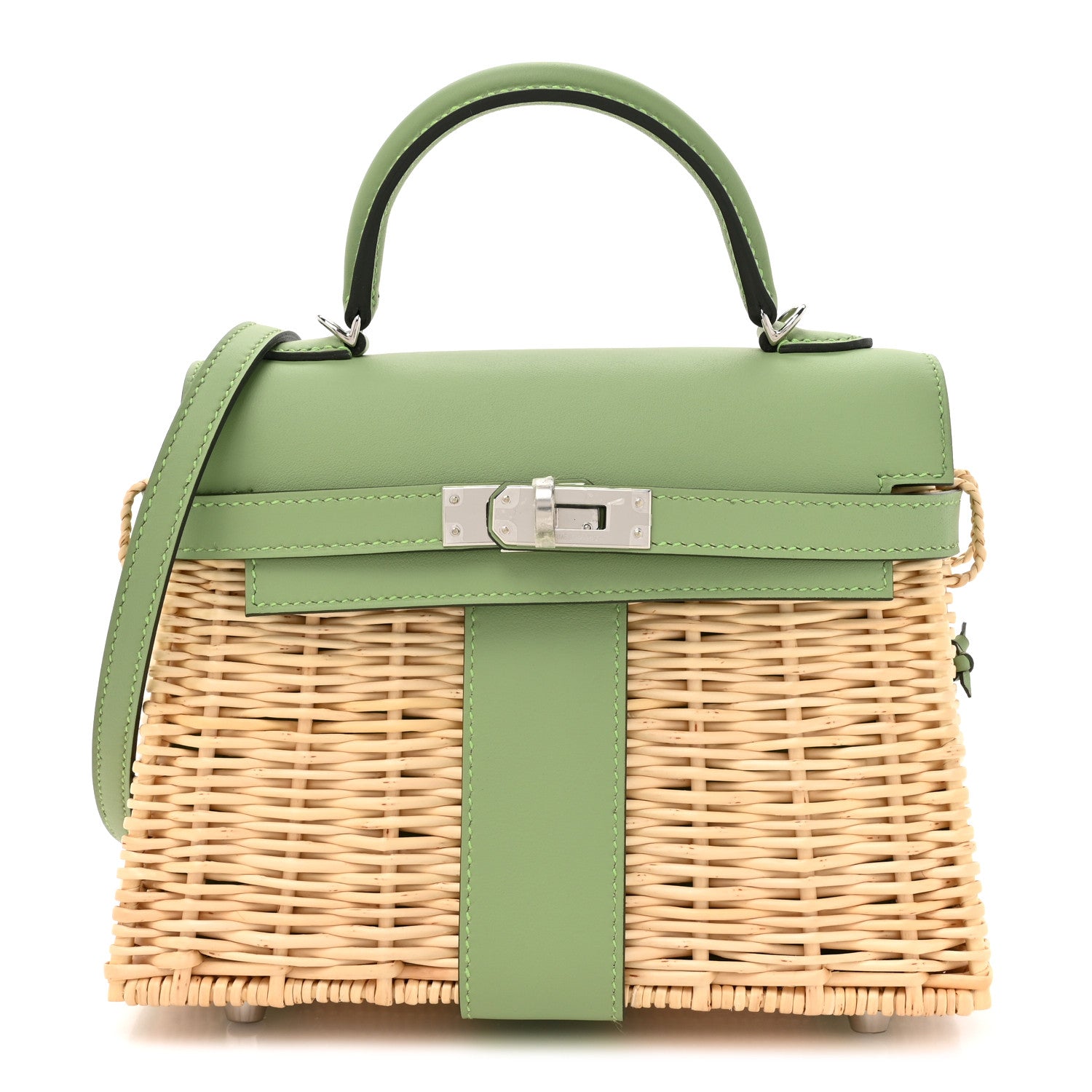 Hermes Wicker Swift Picnic Mini Kelly 20 Naturel Vert Criquet 1 of 12
