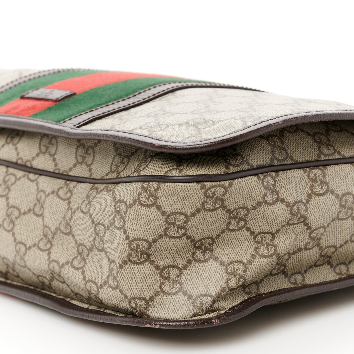 GG Plus Monogram Web Large Flap Messenger Bag Beige Dark Brown