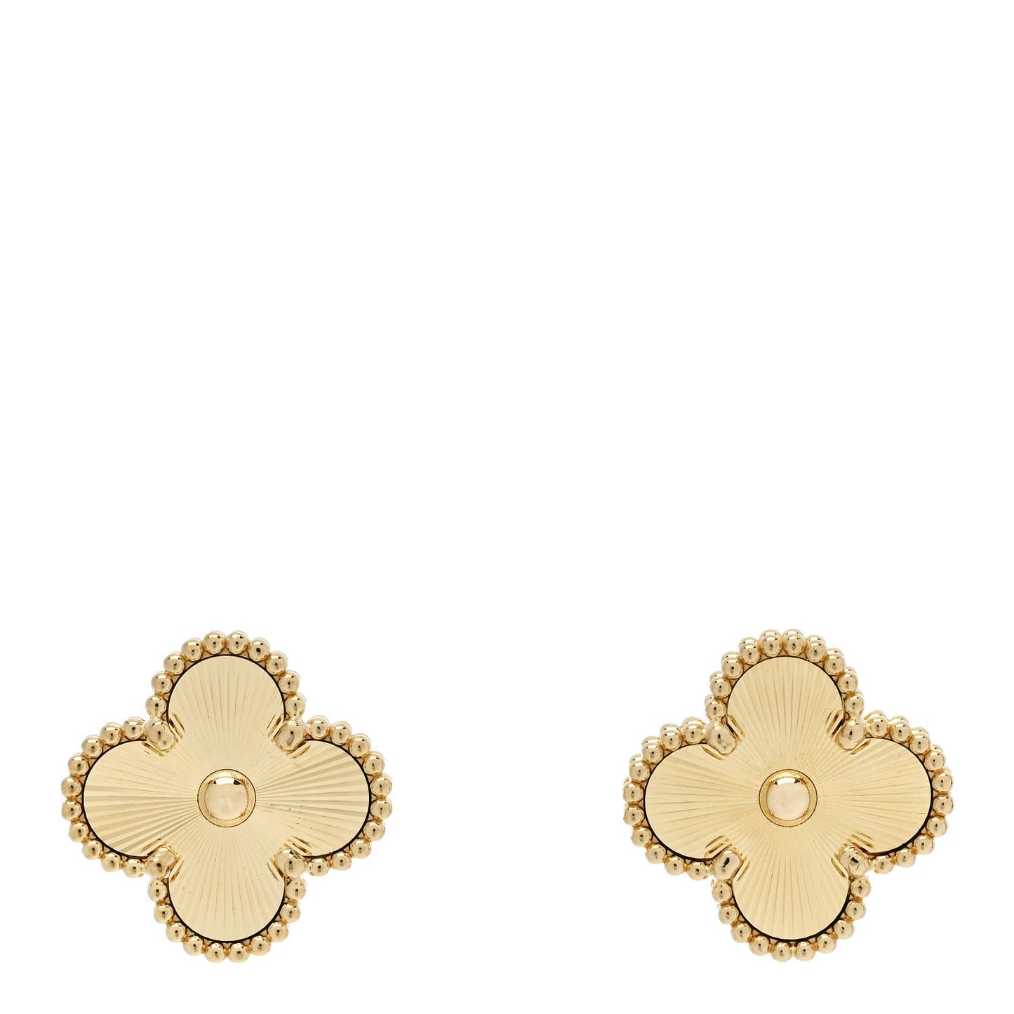 18K Yellow Gold Guilloche Vintage Alhambra Earrings