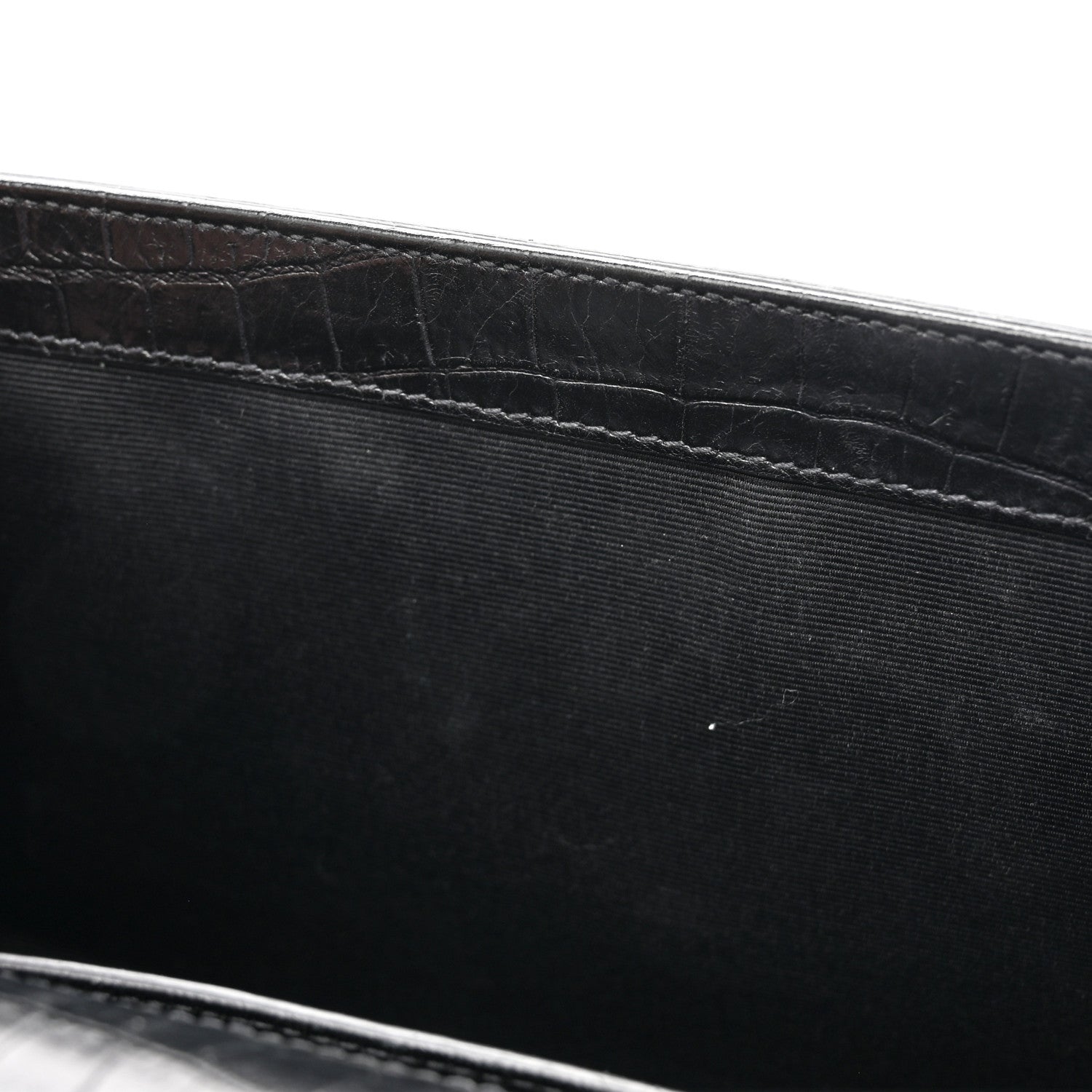 Saint Laurent Calfskin Crocodile Embossed Medium Classic Monogram Kate Tassel Satchel Black 12 of 17